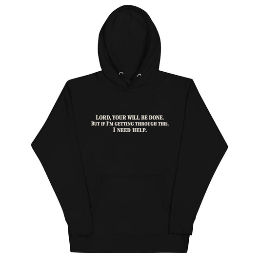 Black Your Will Be Done: Descent CALLSIGN: BRAVO hoodie — front with prayer text