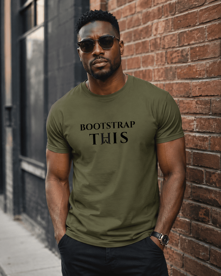 Bootstrap This Men’s Tee — Black Edition | Higher House - 7000 Foot Faith | Wear the Light