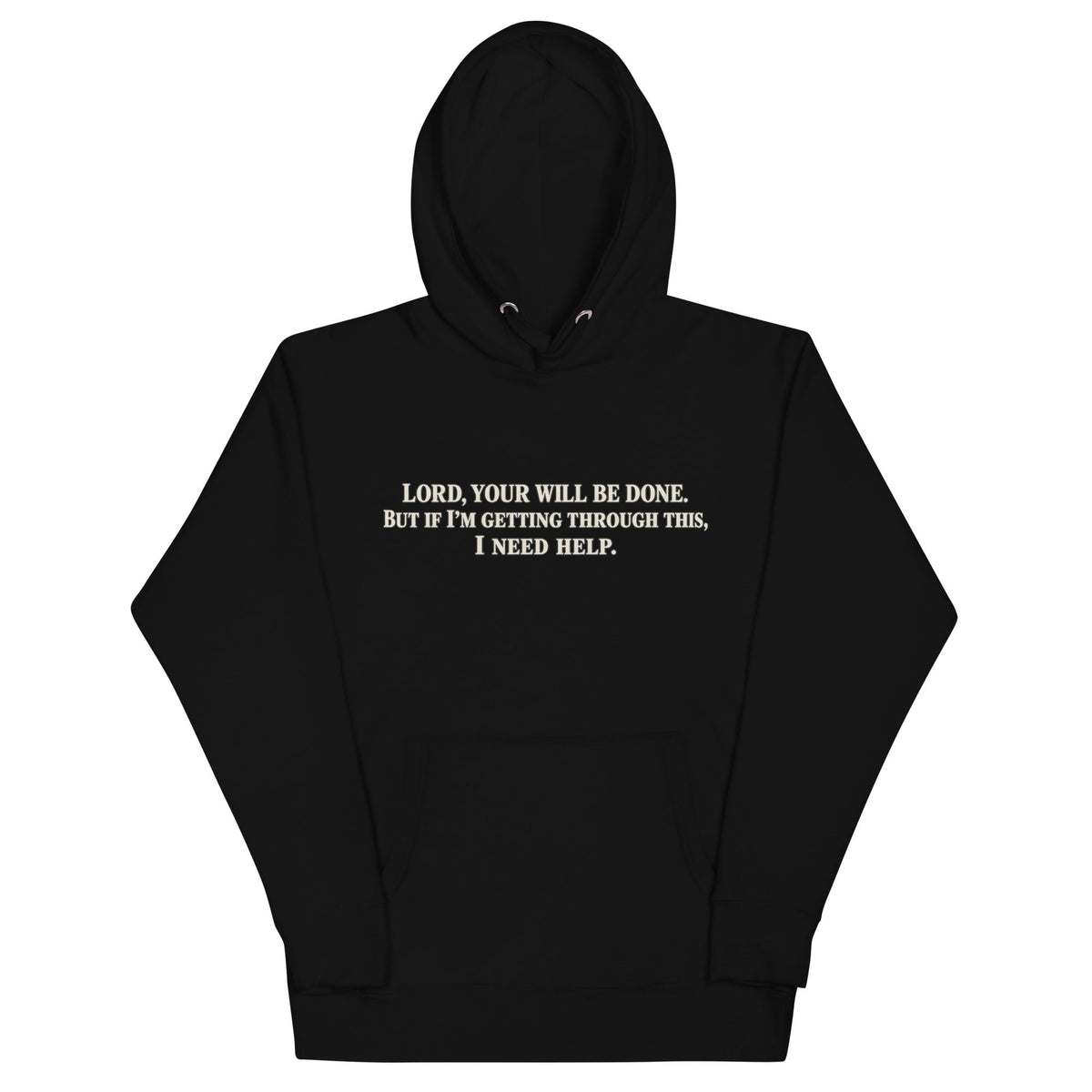 Black Your Will Be Done: Descent CALLSIGN: BRAVO hoodie — front with prayer text