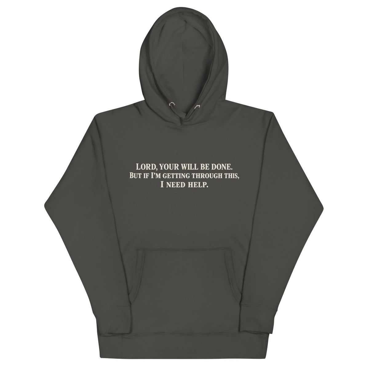 Vintage Black Your Will Be Done: Descent CALLSIGN: BRAVO hoodie — front with prayer text