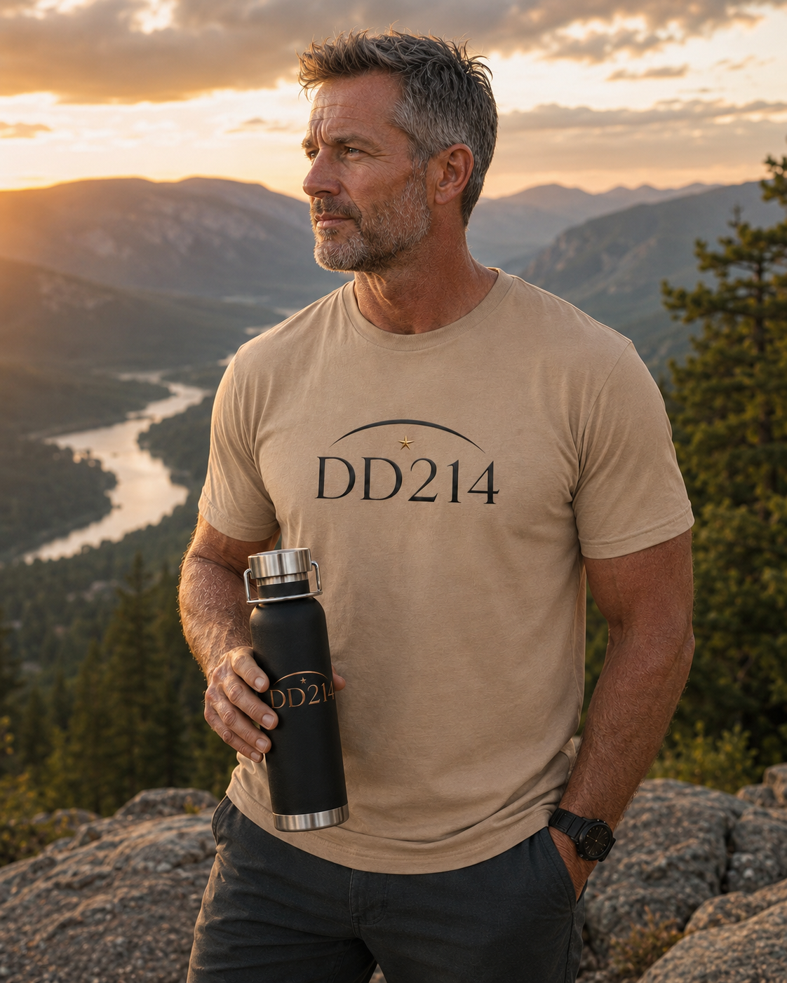 DD214 Hydration Station | Black - 22 Oz engraved water Bottle