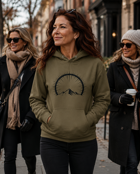 Elevation Signature Hoodie –Wear the Light. Climb Higher. (Military Green / Latte)
