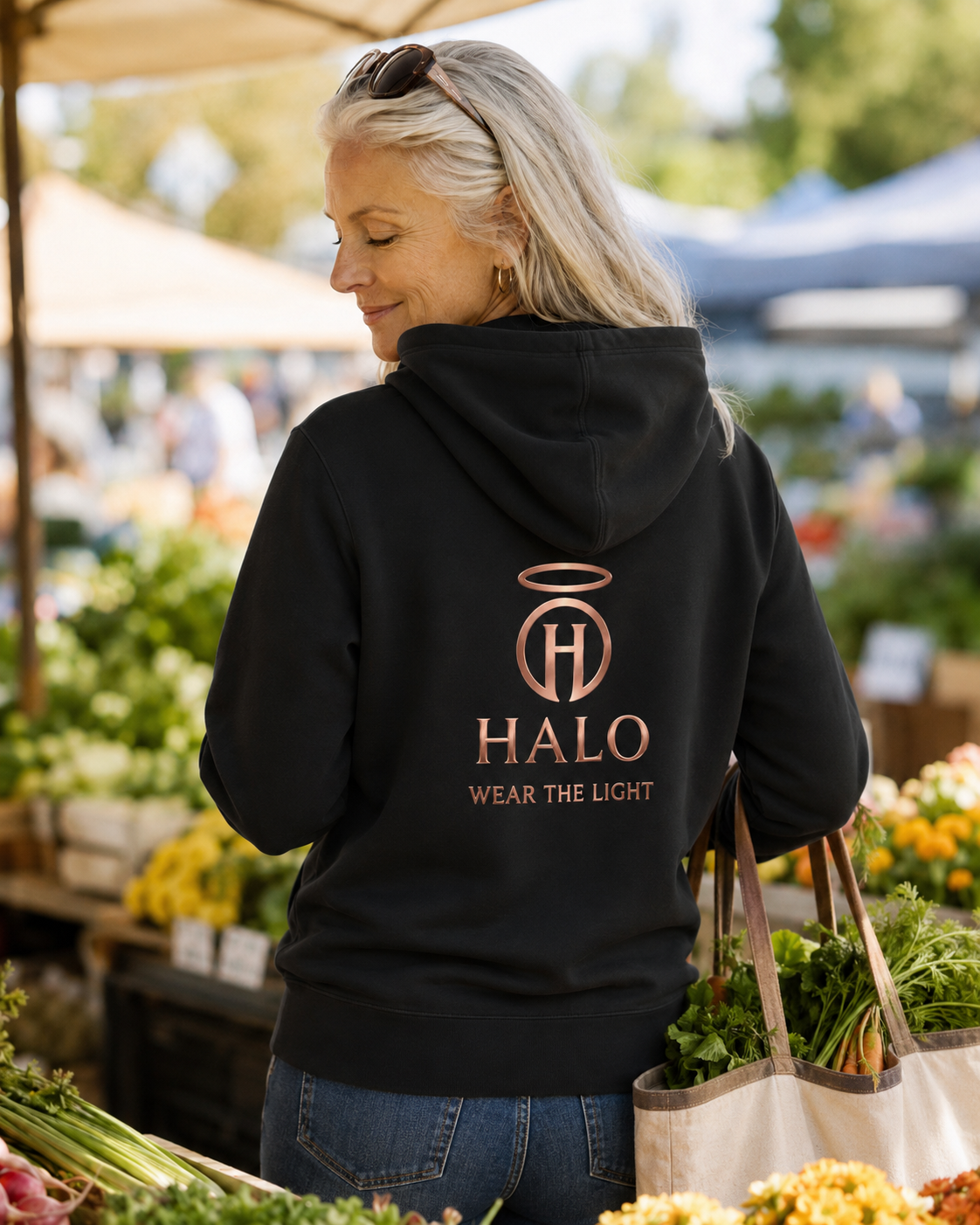 Halo Rose Gold "Wear the Light" Monogram Daily Hoodie