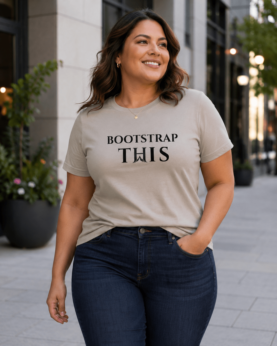 Bootstrap This Women's Relaxed Tee, Military Green front product view.
