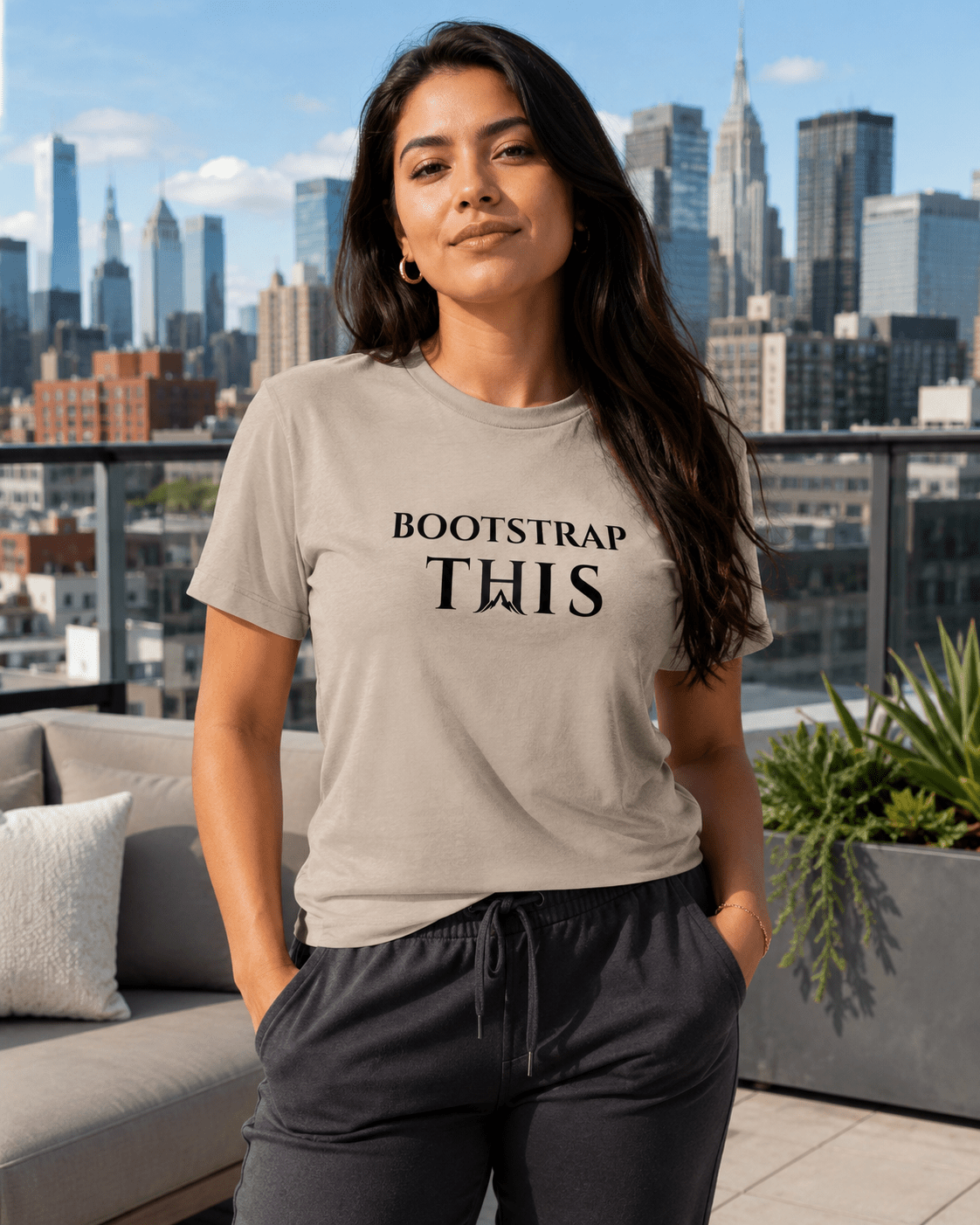 Bootstrap This Women's Relaxed Tee, White front product view.