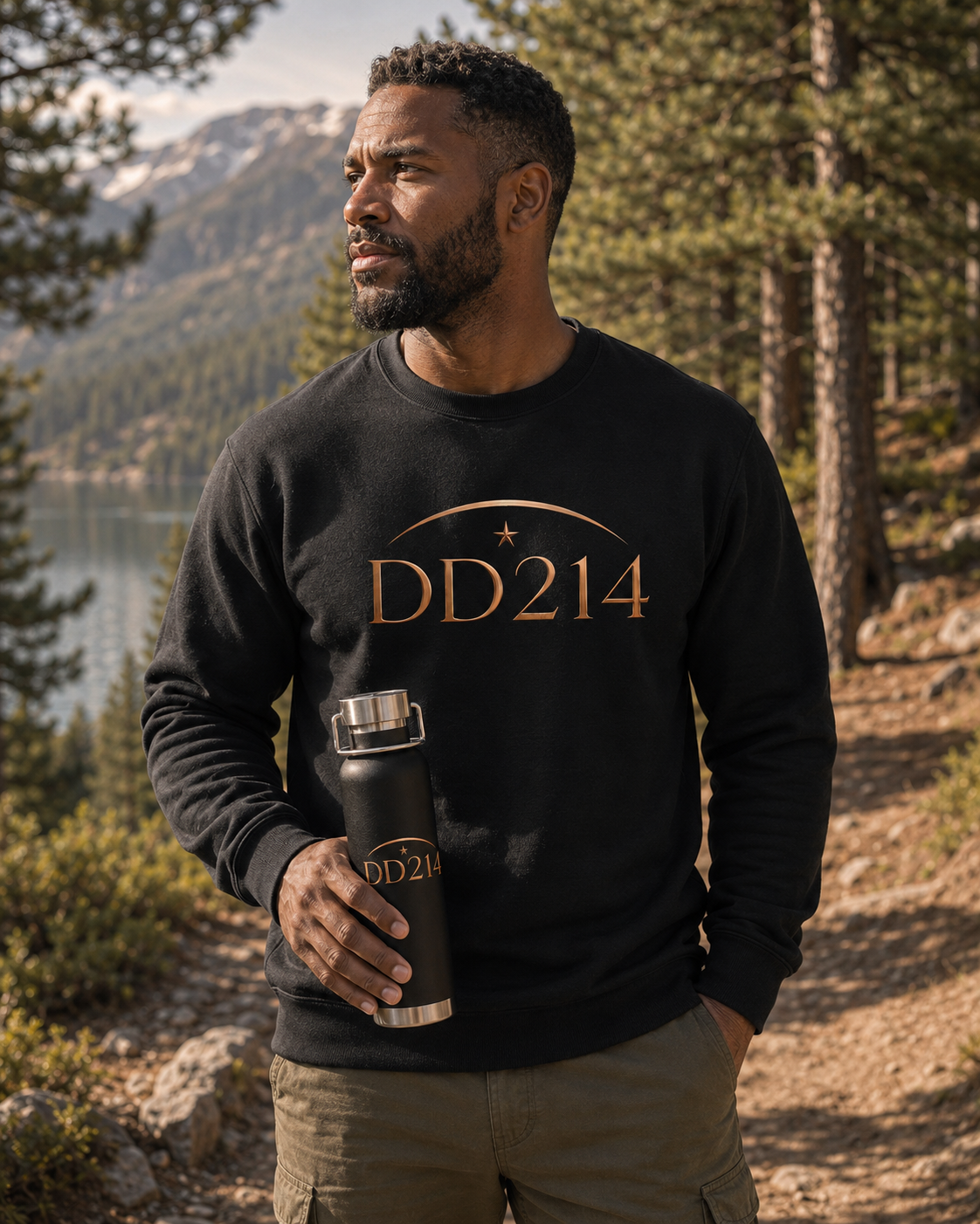 DD214 Hydration Station | Black - 22 Oz engraved water Bottle