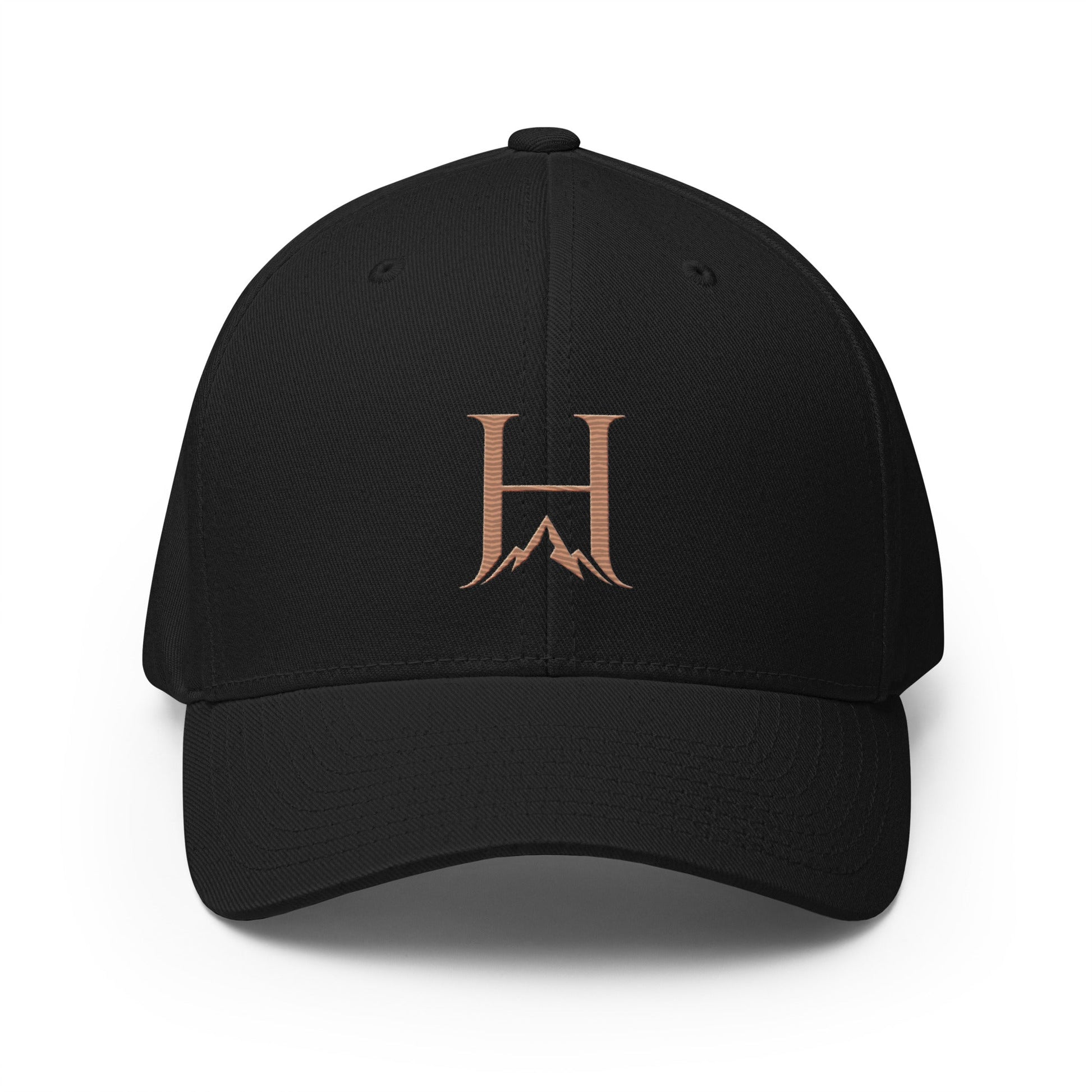 Distinction Flexfit Cap, Black cap front product view.