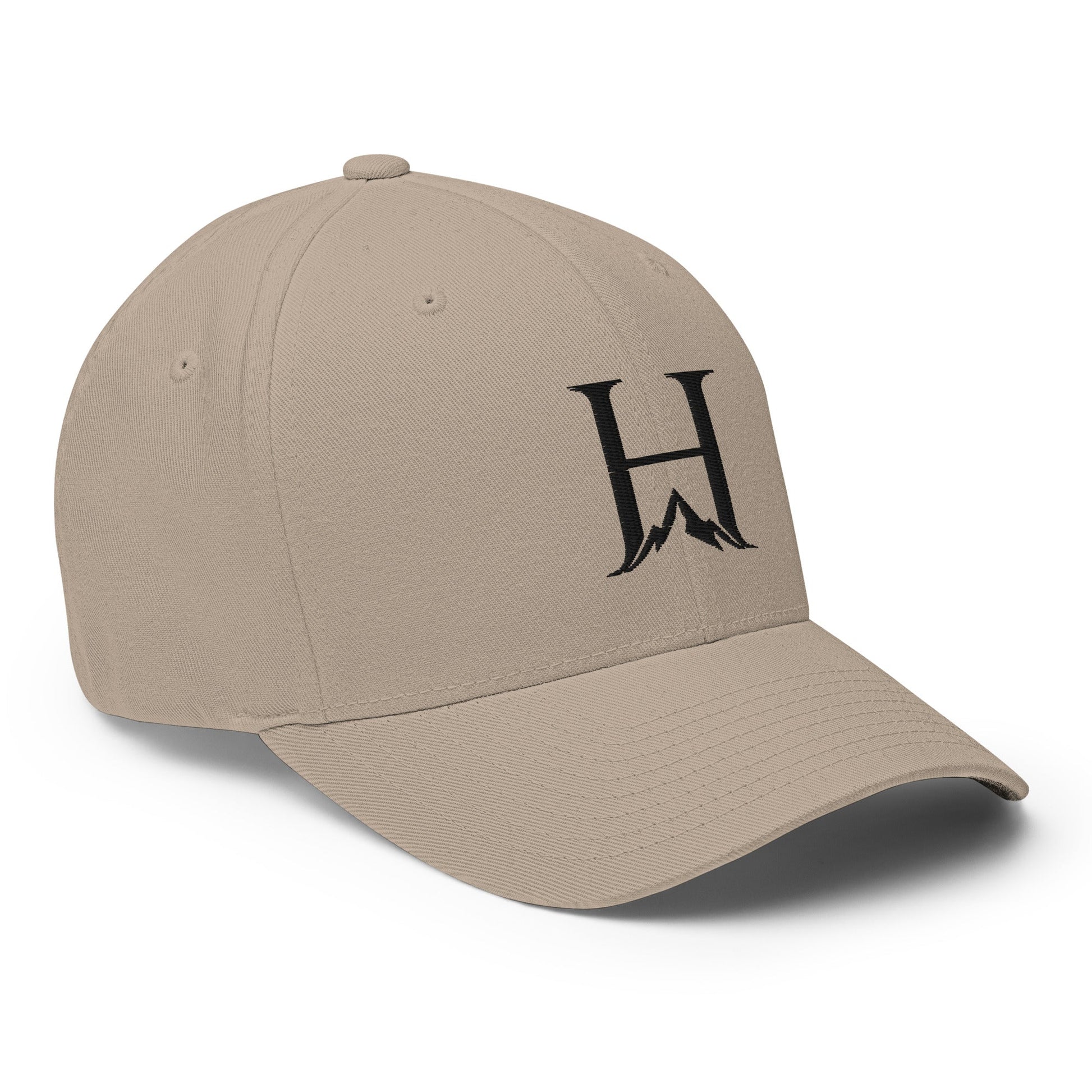 Heritage Flexfit Cap, Khaki cap angled product view.