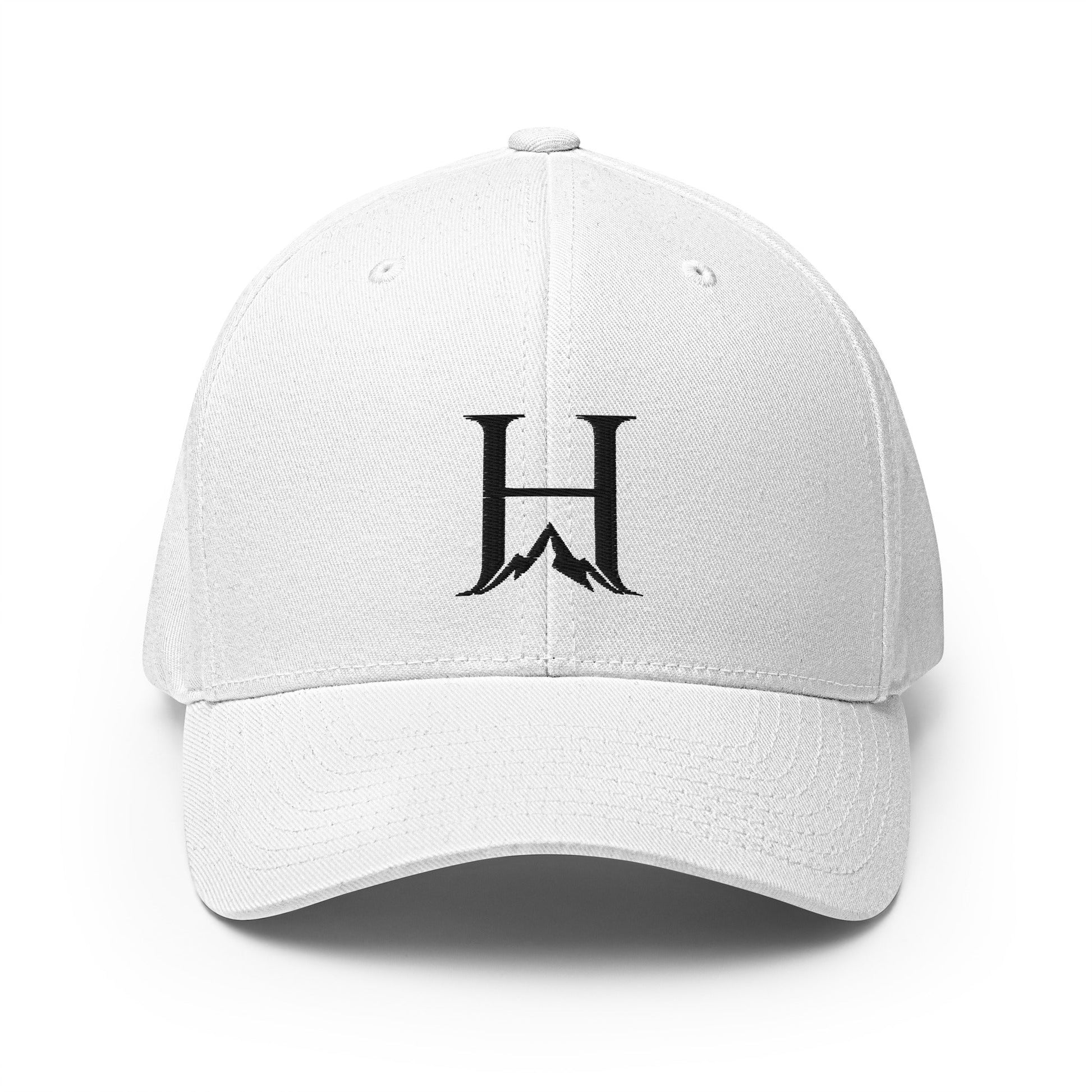 Heritage Flexfit Cap, White cap front product view.