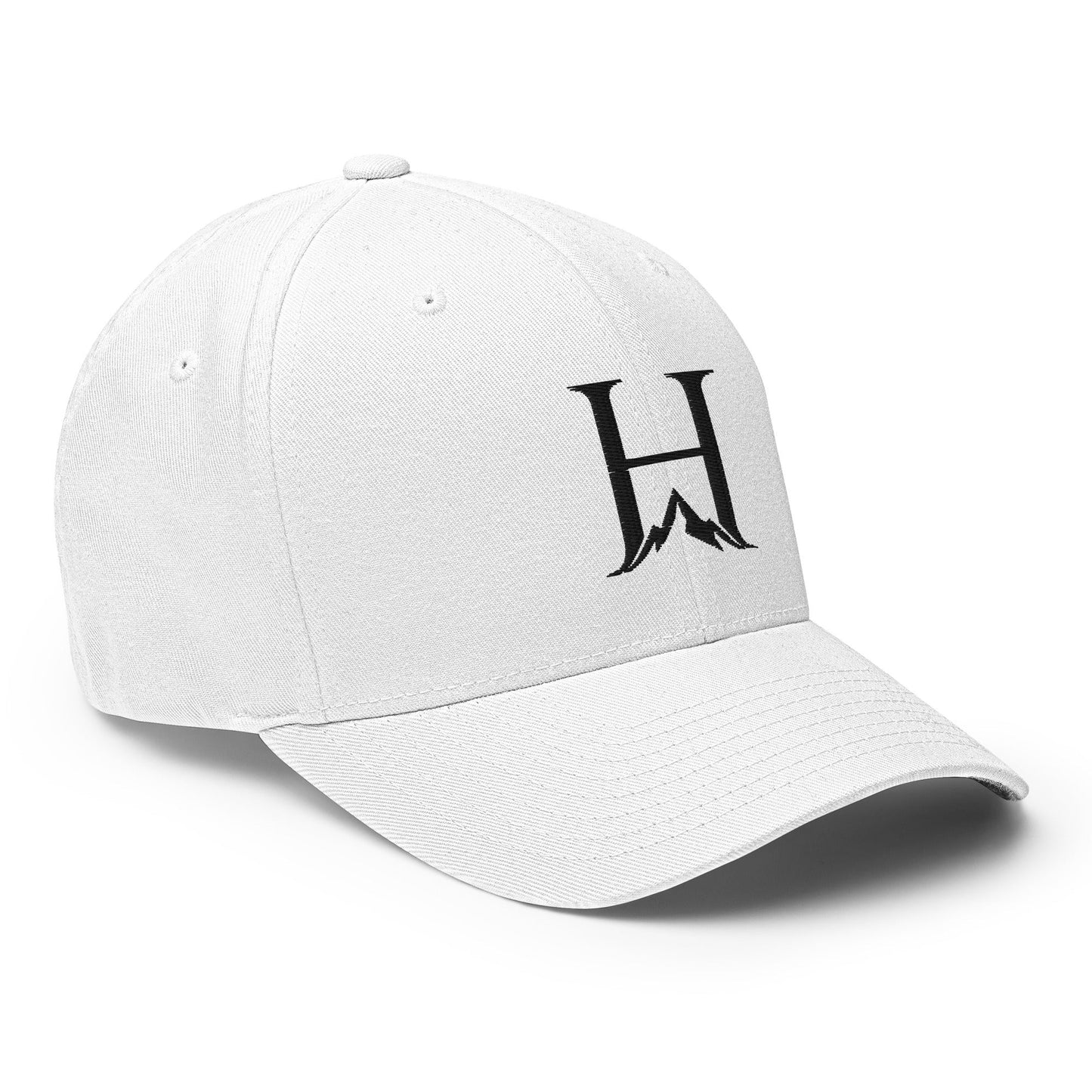 Heritage Flexfit Cap, White cap side product view.