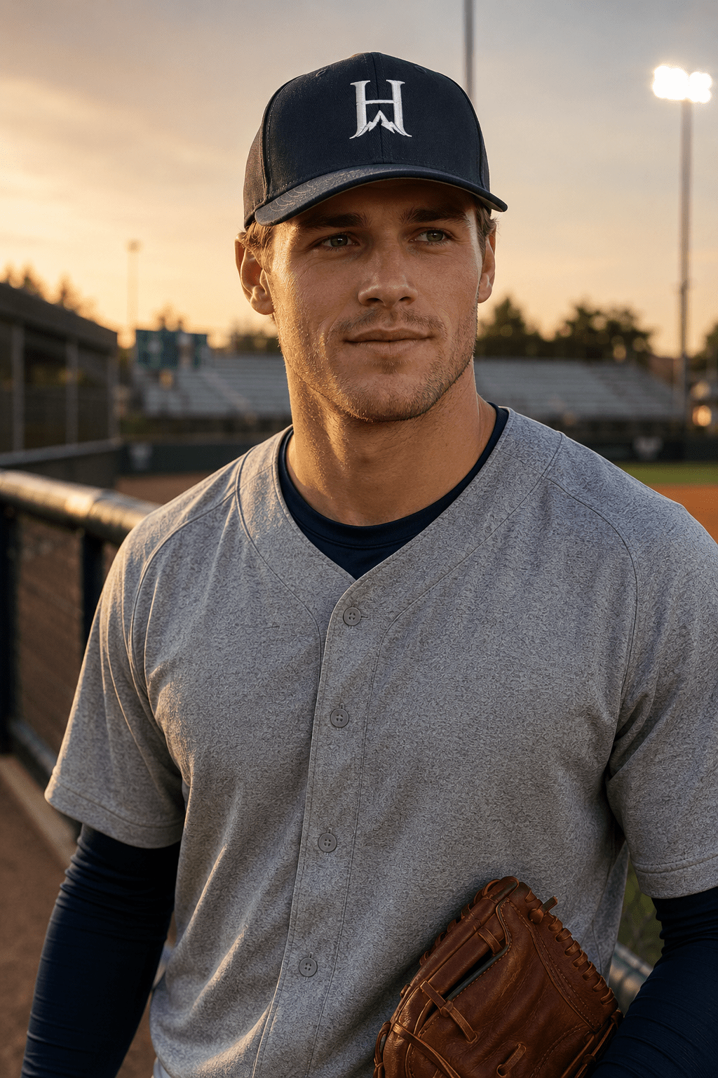 Notorious Flexfit Cap, model wearing the dark cap by the waterfront.