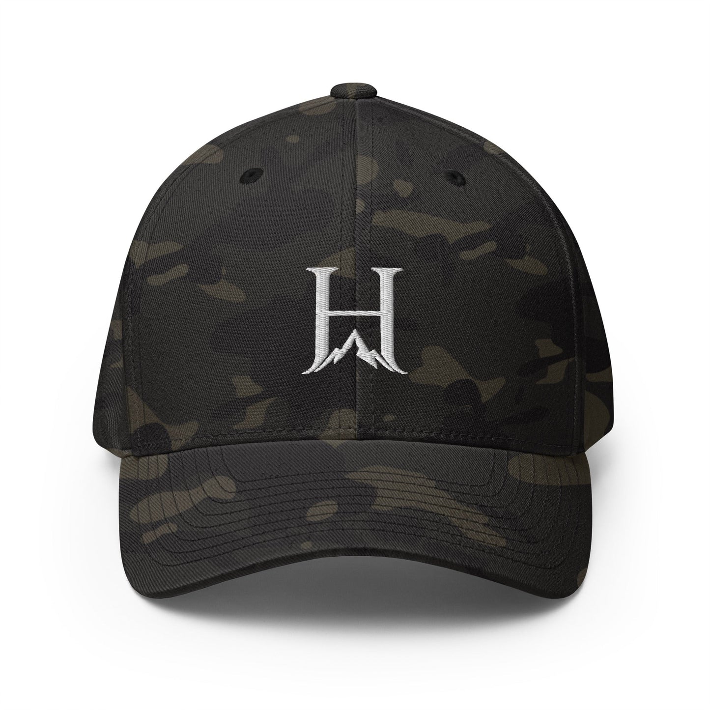 Notorious Flexfit Cap, Multicam Black cap front product view.