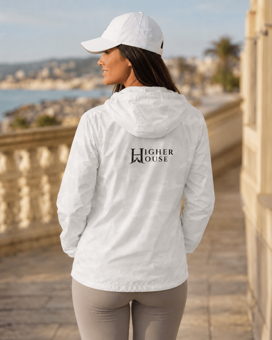 Outlier White Camo Windbreaker | Higher House - 7000 Foot Faith | Wear the Light