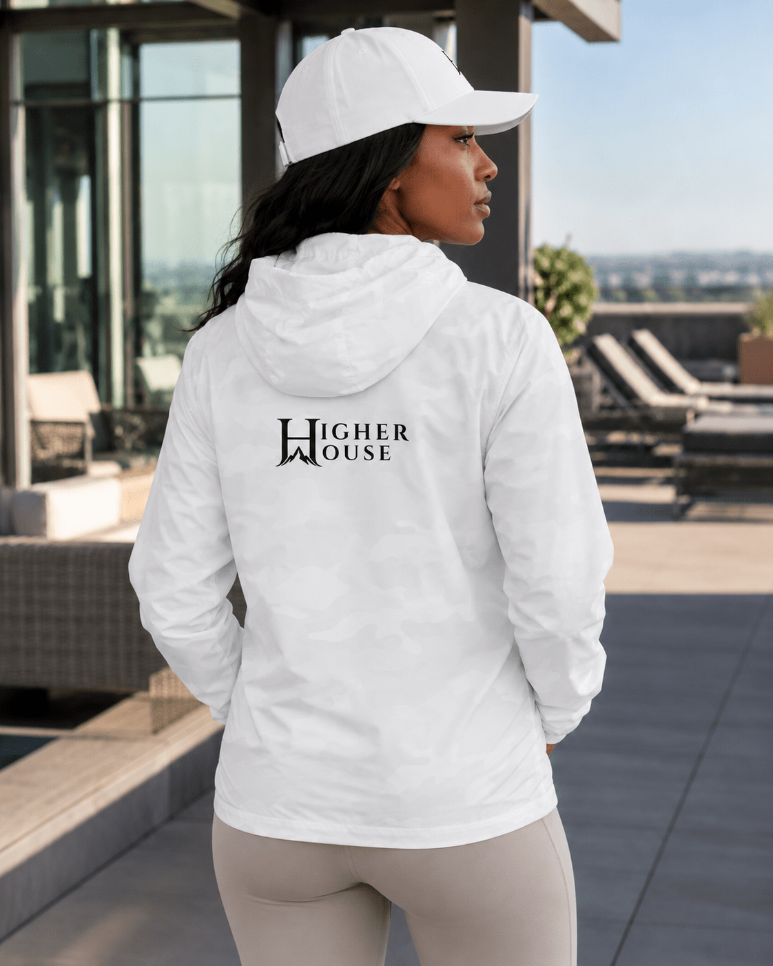 Outlier White Camo Windbreaker | Higher House - 7000 Foot Faith | Wear the Light