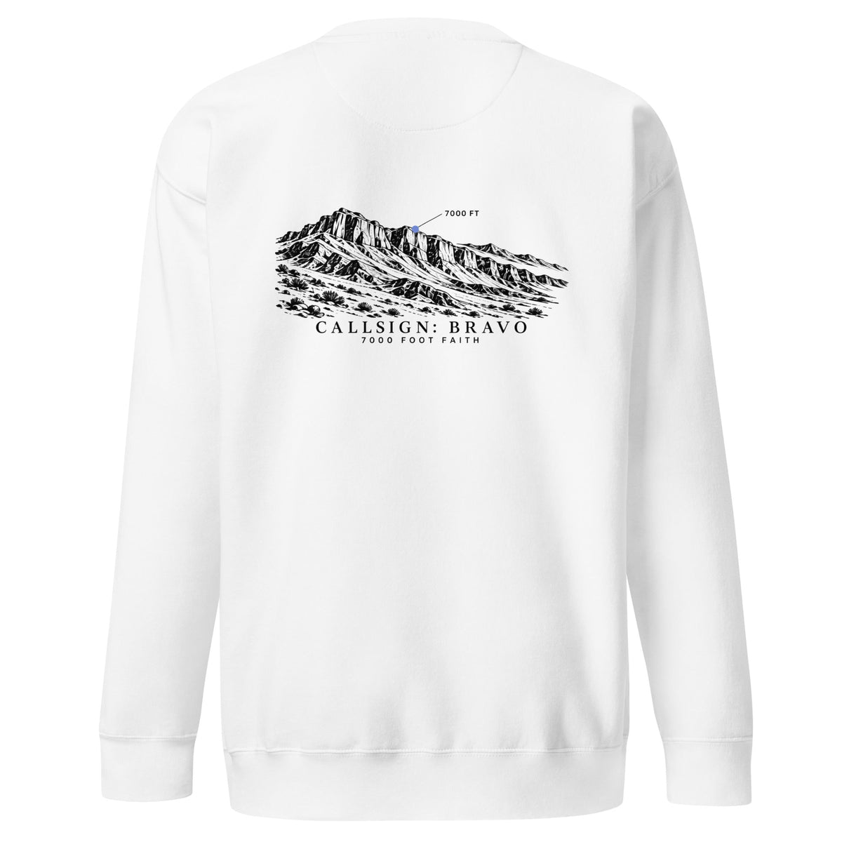 White Zagros Ridgeline CALLSIGN: BRAVO crewneck — back