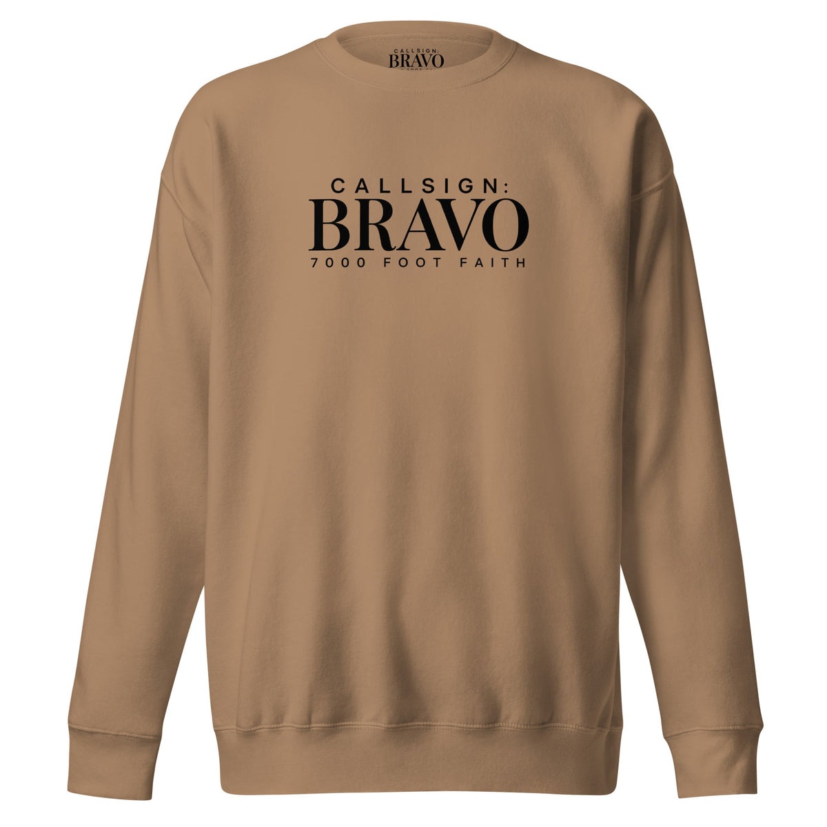 Latte Zagros Ridgeline CALLSIGN: BRAVO crewneck — front